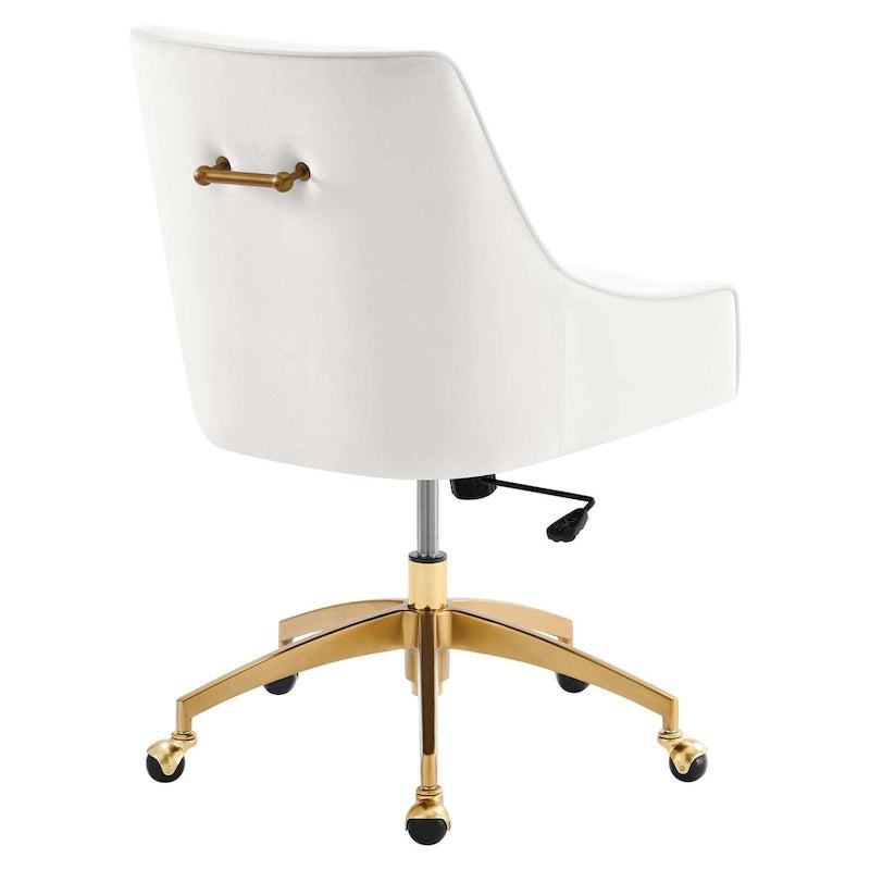 Velvet Swivel Office Chair with Gold Base and Adjustable Height