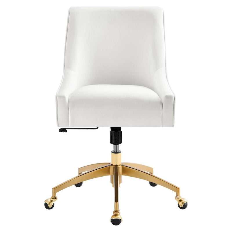 Velvet Swivel Office Chair with Gold Base and Adjustable Height