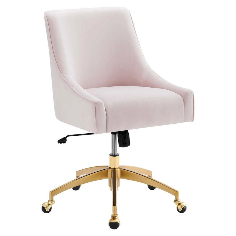 Velvet Swivel Office Chair with Gold Base and Adjustable Height