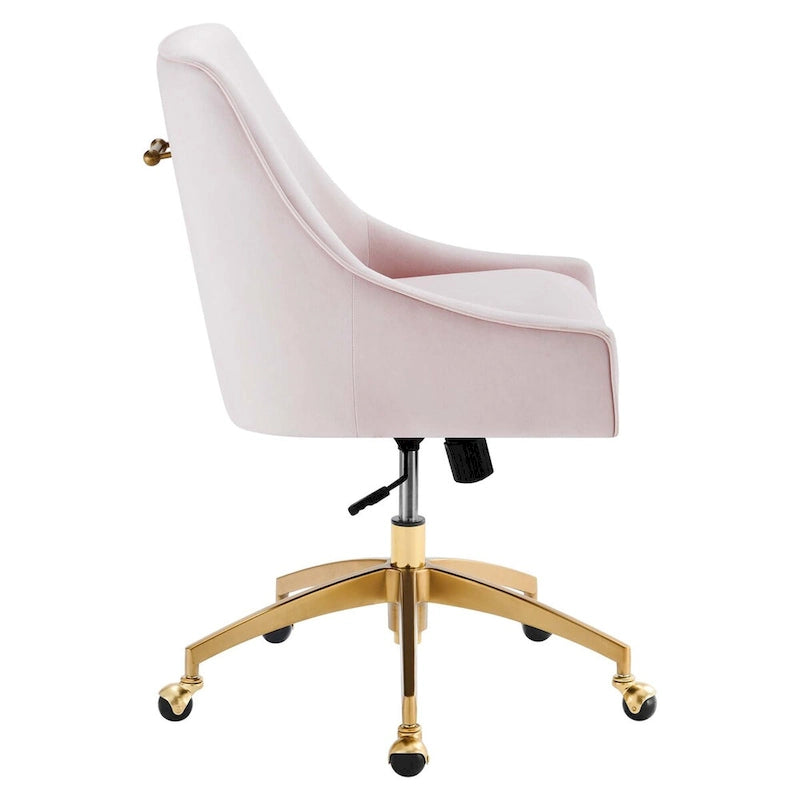 Velvet Swivel Office Chair with Gold Base and Adjustable Height