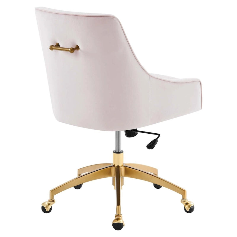 Velvet Swivel Office Chair with Gold Base and Adjustable Height