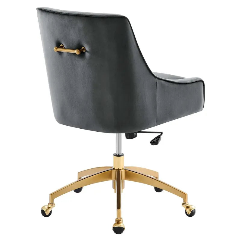 Velvet Swivel Office Chair with Gold Base and Adjustable Height