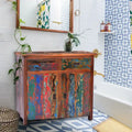 Marina Del Rey Recycled Teak Wood Linen Cabinet with 2 doors and 2 drawers