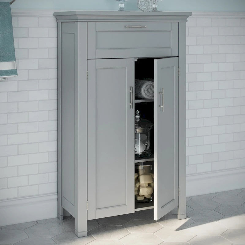 RiverRidge Somerset Two-Door Bathroom and Laundry Storage Cabinet with Drawer and Adjustable Shelf - Gray - N/A