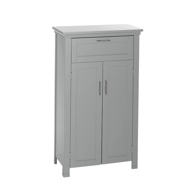 Gray Two-Door Storage Cabinet with Drawer and Adjustable Shelves
