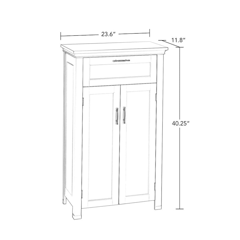 Gray Two-Door Storage Cabinet with Drawer and Adjustable Shelves