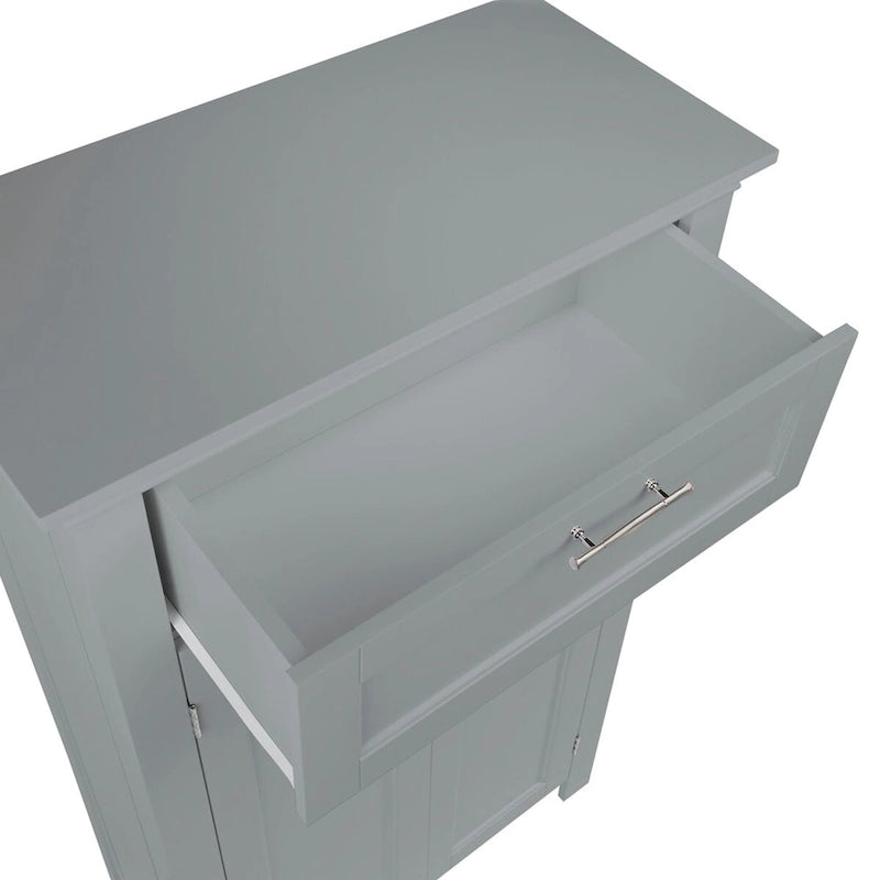 Gray Two-Door Storage Cabinet with Drawer and Adjustable Shelves