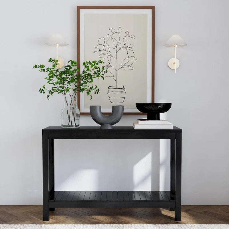 Petter Solid Wood Console Table with Shelf by East at Main