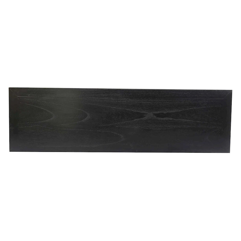 Black Solid Wood Console Table with Open Bottom Shelf, Modern Farmhouse Style
